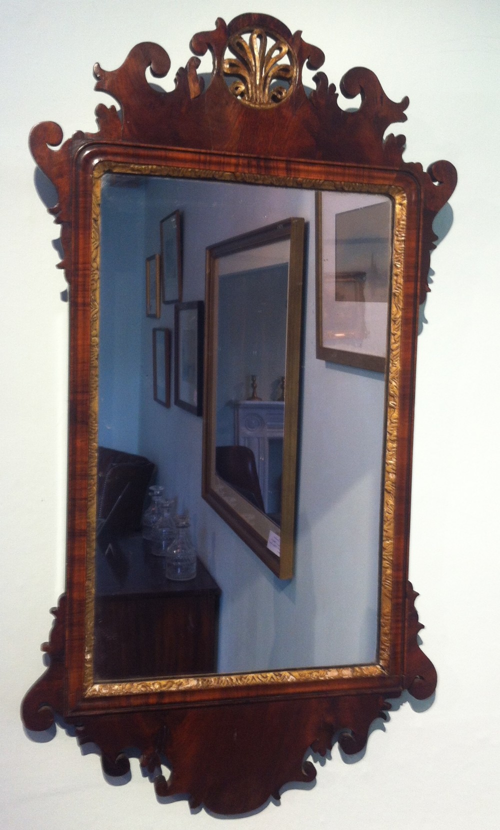 19th C Walnut Mirror
