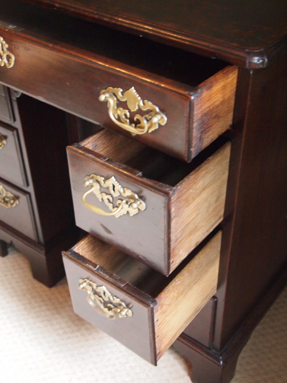 George II Mahogany Kneehole Desk 1740 View III