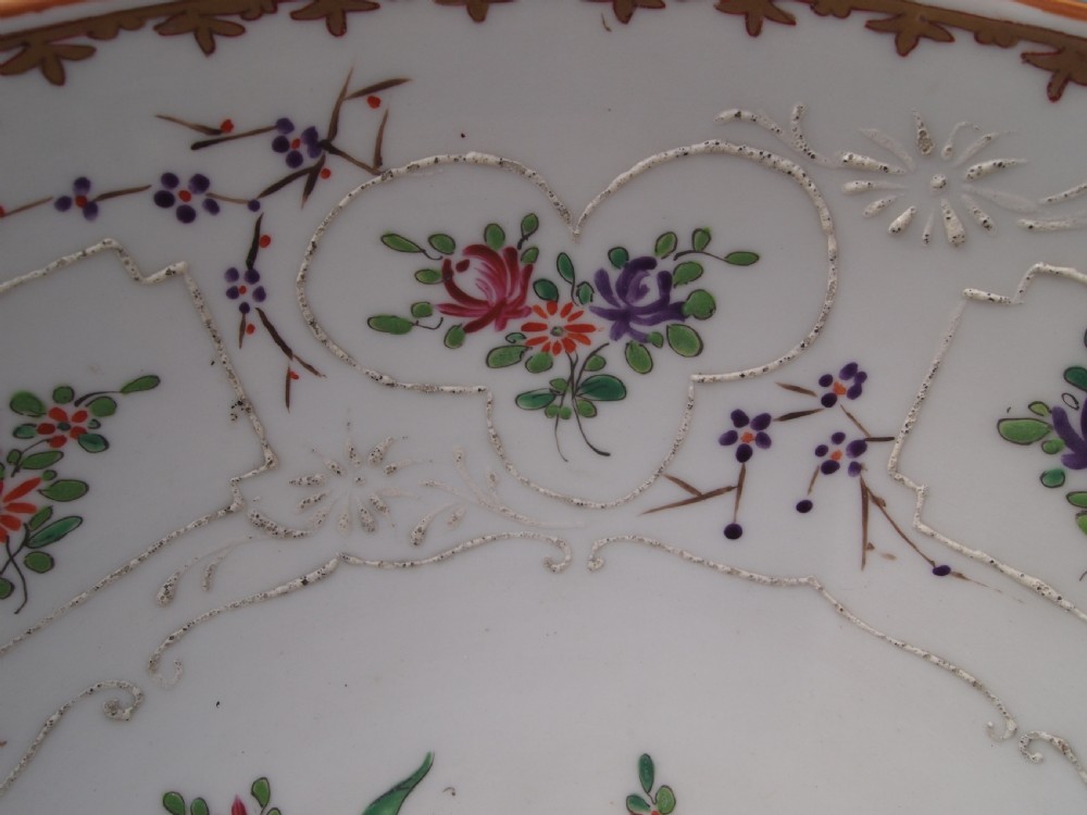 19th C Samson Famille Rose Punch Bowl View II
