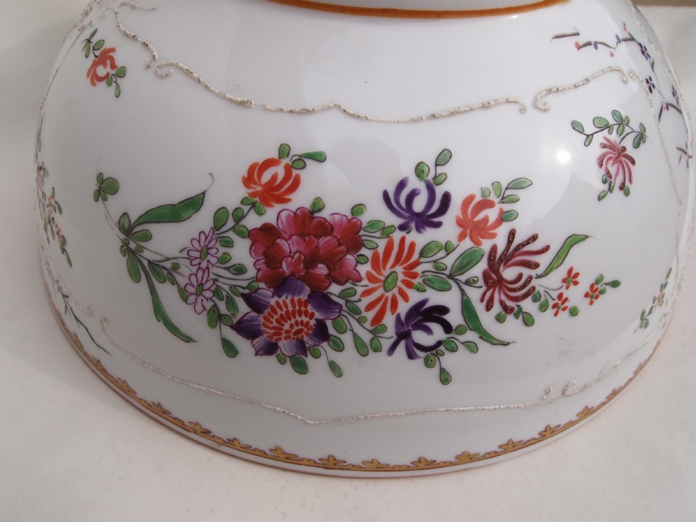 19th C Samson Famille Rose Punch Bowl View V