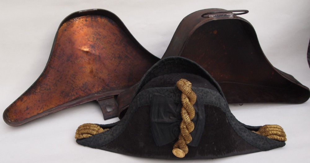 A Naval Lieutenant's Bicorn Hat C1900 & Tin Hat Box