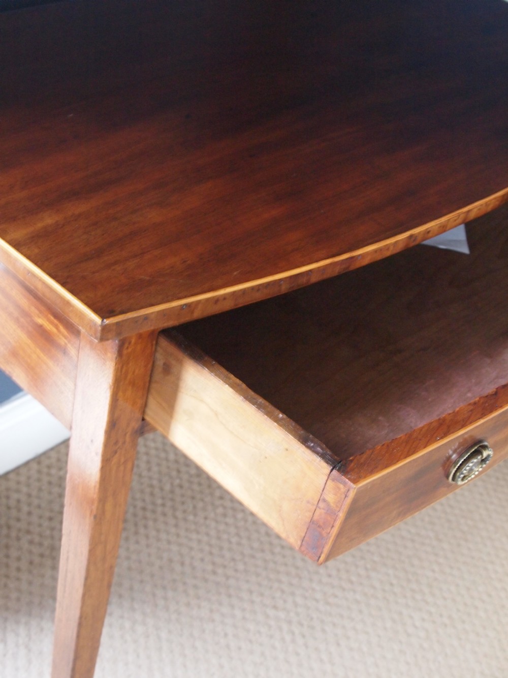 19th C Mahogany Bow Front Side Table View VI