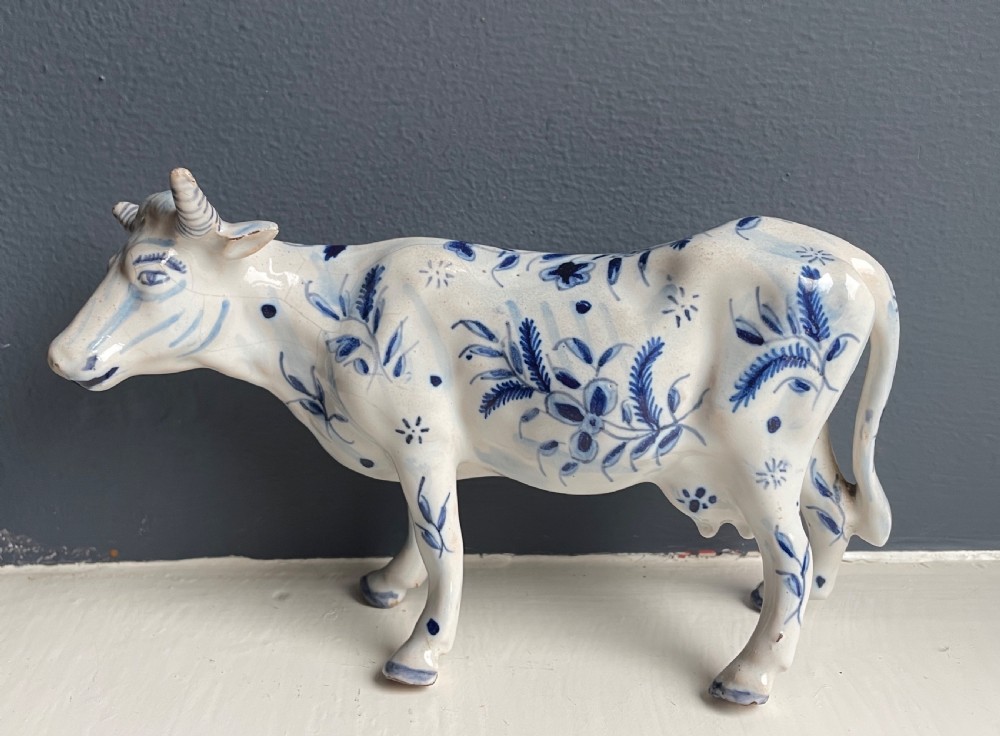 19th French Desvres Faience Cow