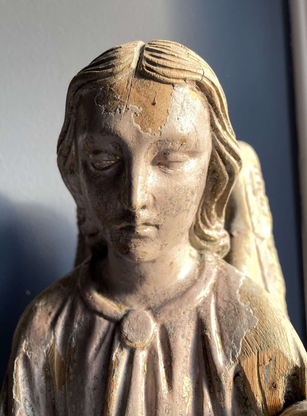 Late 17th early 18th Century Continental Carved Pine Crib Angel View VIII