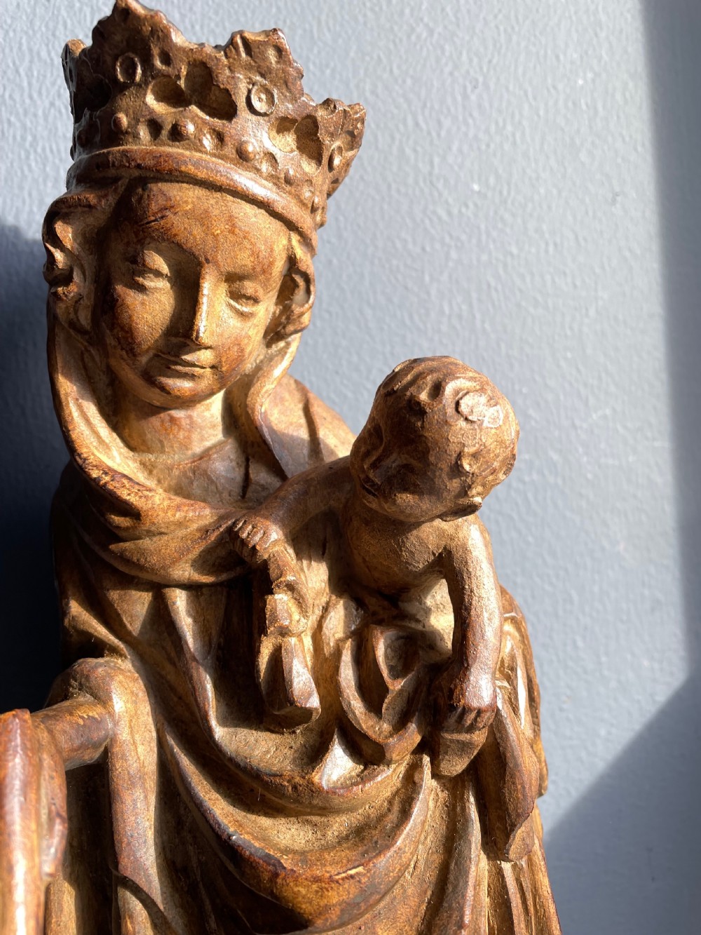French Oak Carving Madonna & Child Circa 1800 View IV