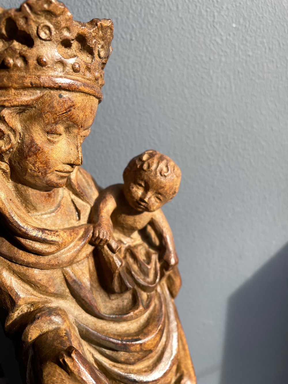 French Oak Carving Madonna & Child Circa 1800 View V