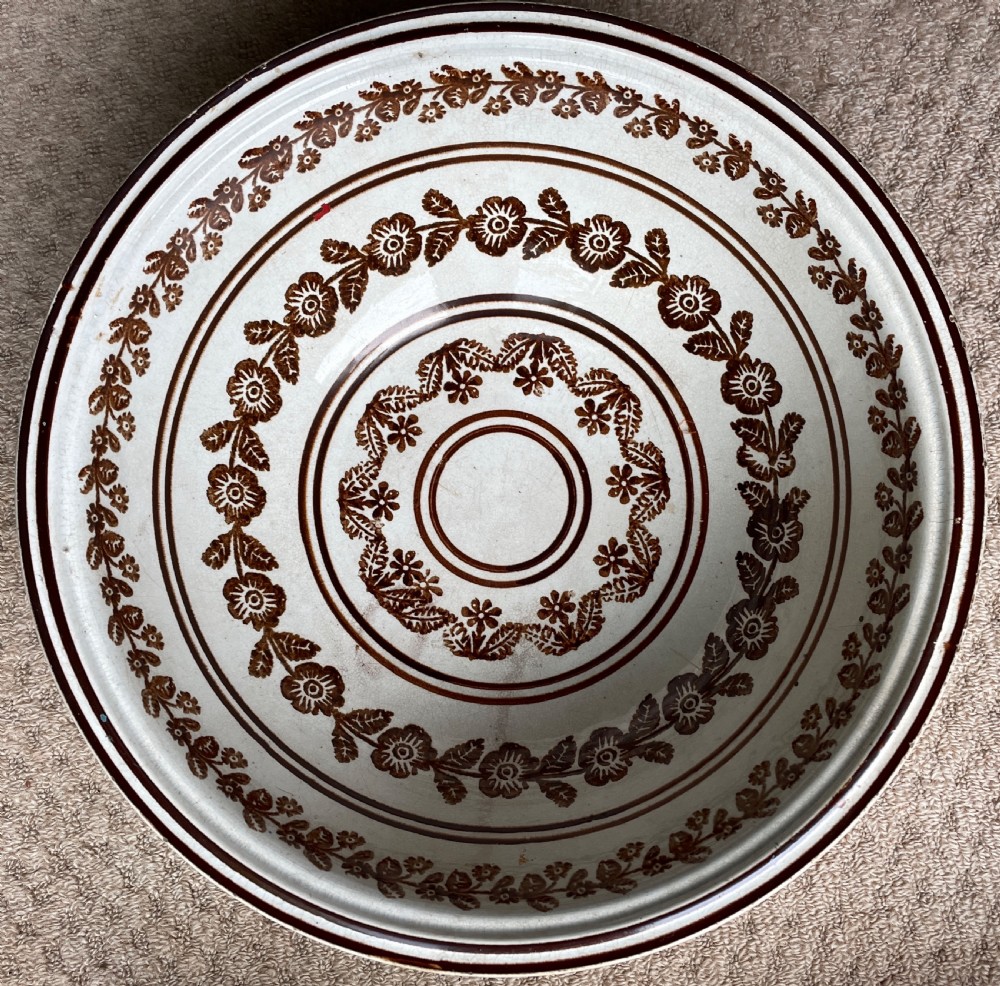 19th Century Large Irish Spongeware  Bowl