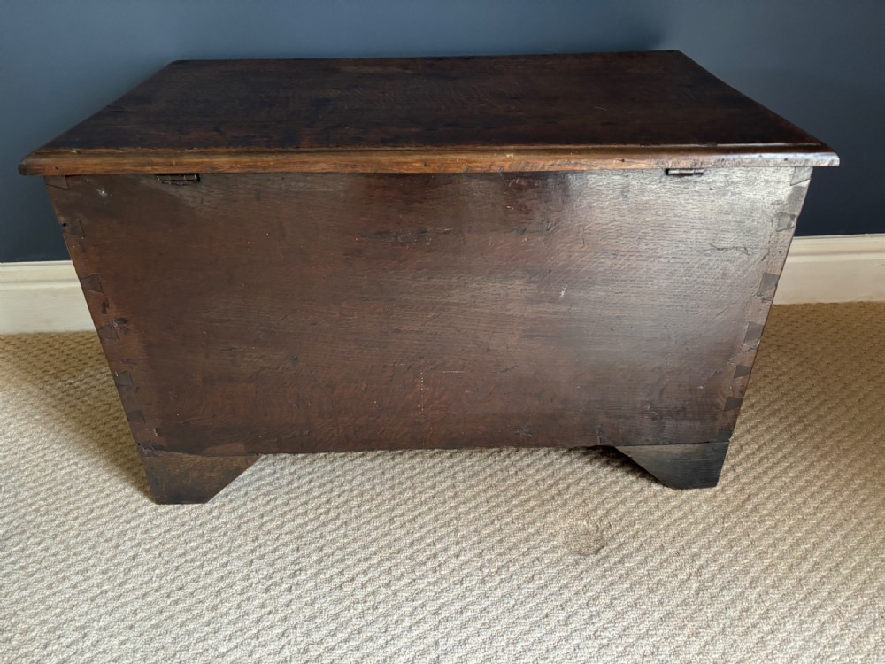 Early 19th century oak coffer: small proportions, secret drawer View IV
