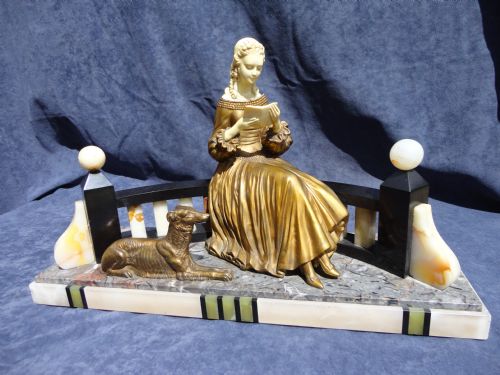 French Spelter and Ivorine Female Figure.