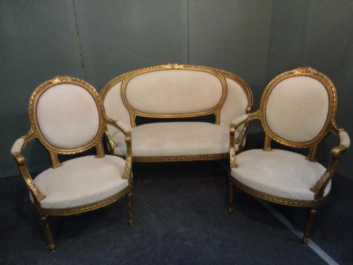 French Gilt Louis Xvi Style Salon Suite