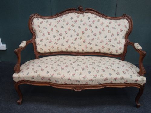 French Carved Walnut Sofa