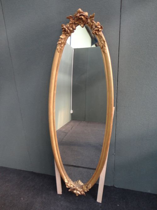 French Gilt Oval Dressing Mirror