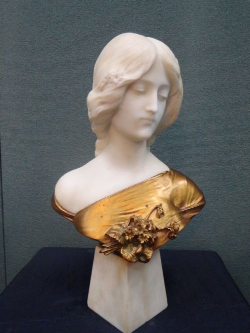 Italian Bronze and Marble Female Sculpture