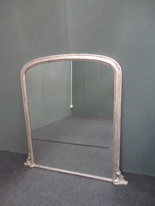 English Silvered Arch Top Overmantle Mirror