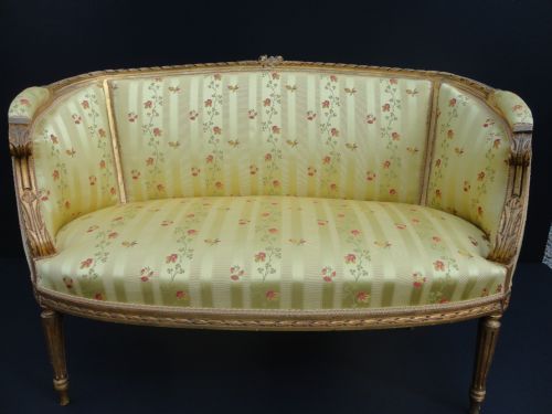 19th Century French Gilt Louis Xv1 Style Salon Sofa