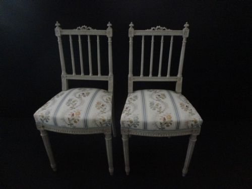 Pair of French Painted Upholstered Chairs