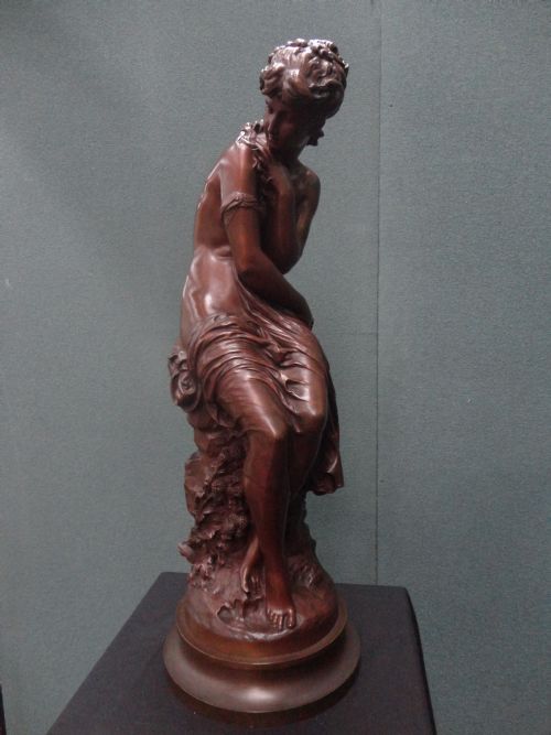 French Bronze Sculpture of a  Female Figure Signed Math Moreau