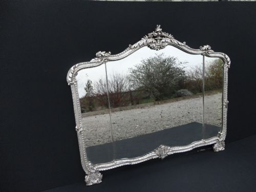 Italian Silvered Overmantle Mirror