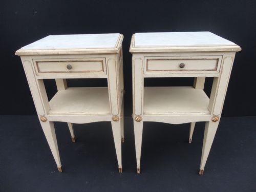 Pair of French Painted Bedside Cabinets.