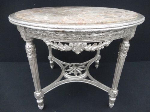 French Silvered Marble Top Centre Table
