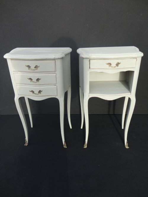 Pair of French Painted Bedside Cabinets.