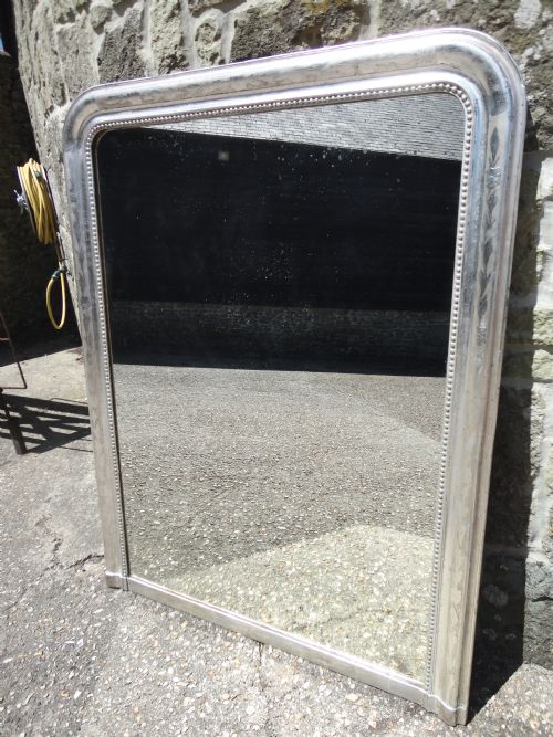 French Silver Leaf Overmantle Mirror