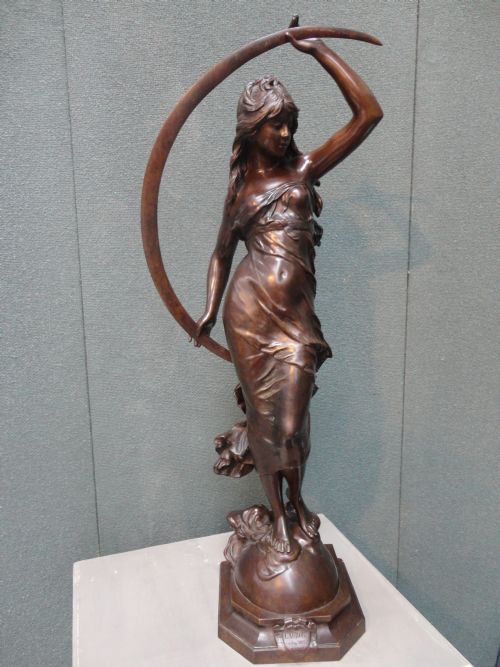 Late 19th Century French Bronze Sculpture of a Female Figure Signed Auguste Moreau.