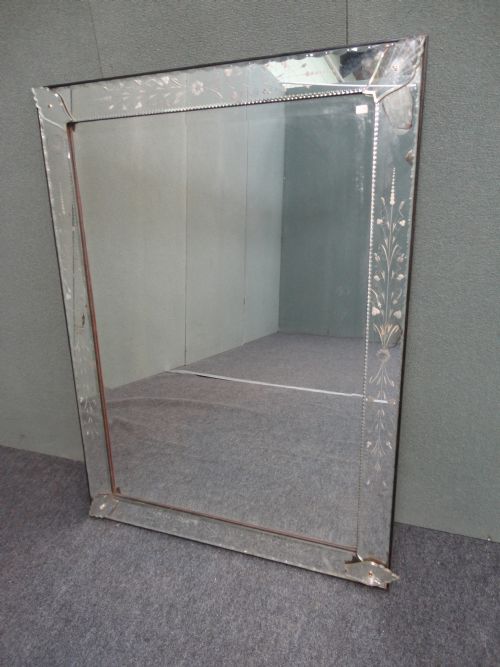 Venetian Glass Mirror with Etched Decoration
