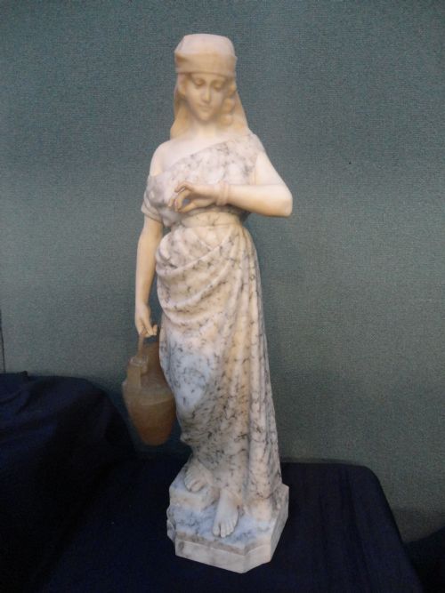 Italian Carved Alabaster Sculpture Full Length Female Figure.