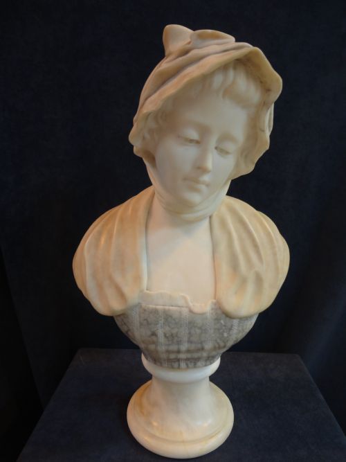 French Carved Alabaster Bust