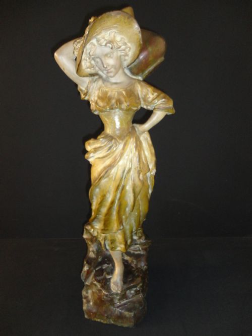 French Early Plaster and Terracotta Female Figure