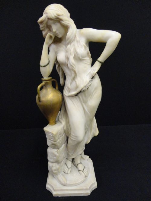French Carved Alabaster Sculpture of a Female Figure