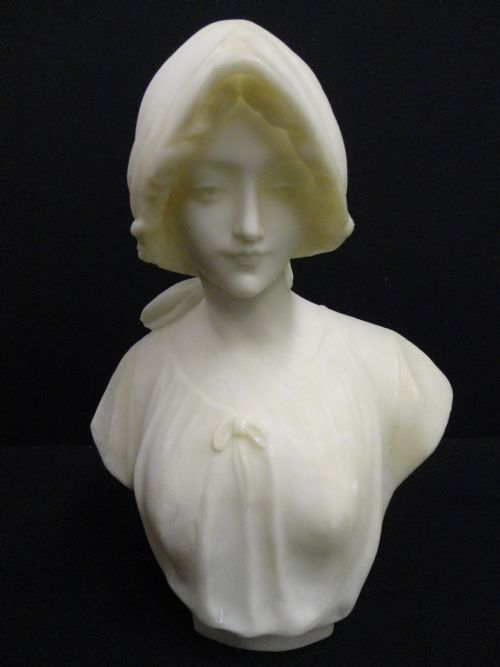 Italian Carved Alabaster Female Bust.