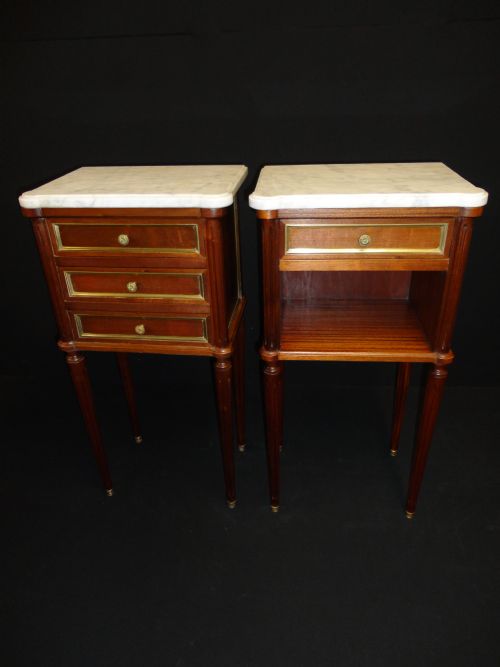 Pair of French Mahogany Bedside Cabinets.