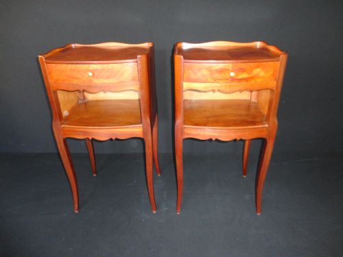 Pair of French Walnut Inlaid Bedside Cabinets.