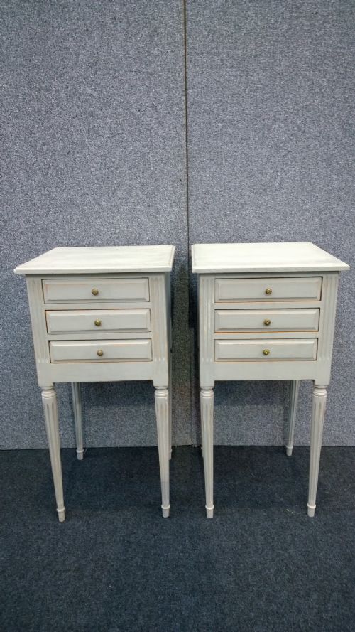 Pair of French Painted Bedside Cabinets