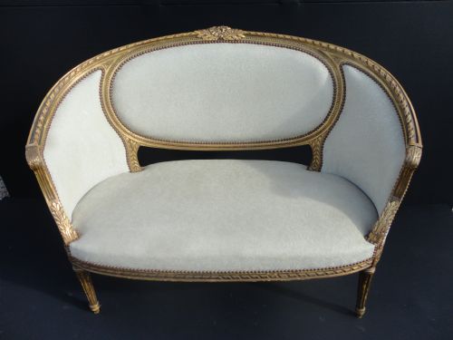 French Gilt Louis Xv1 Style Salon Sofa