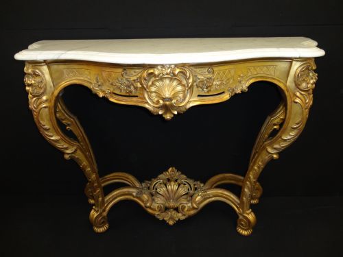 Late 19th Century French Gilt Louis Xv Style Console Table.