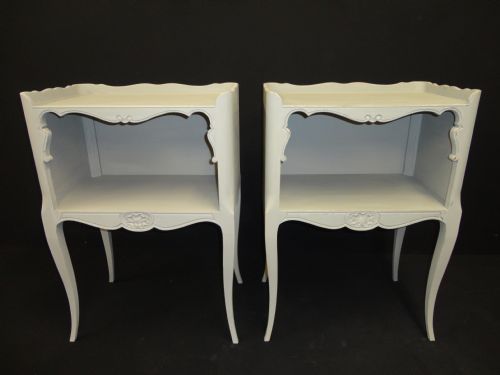 Pair of French Painted Bedside Cabinets.