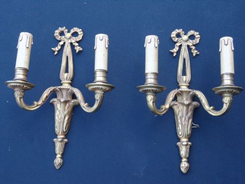 Pair of French Gilded Cast Brass Wall Sconces