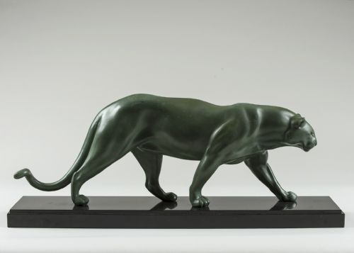 Art Deco French Spelter Sculpture of a Panther