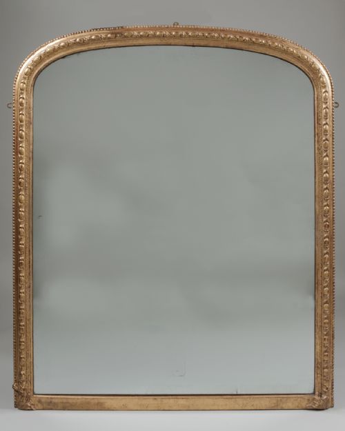 19th Century English Gilt Arch Top Overmantle Mirror