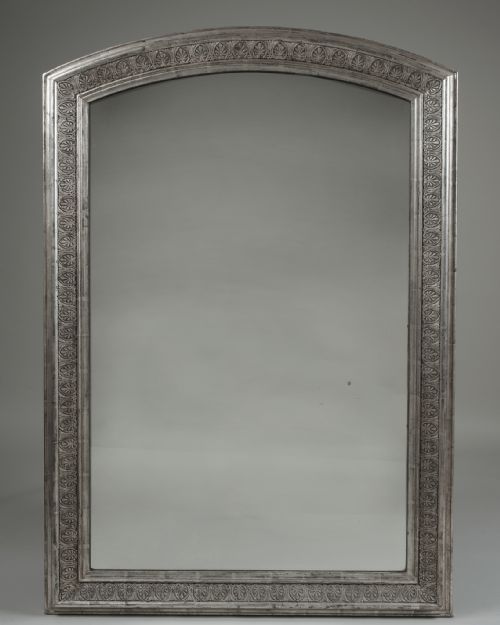 French Silvered Overmantle Mirror