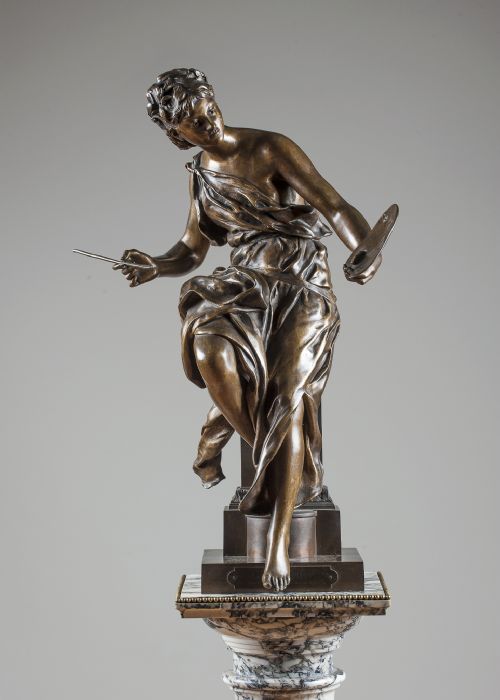 Late 19th Century French Bronze Female Sculpture, Signed P.aube
