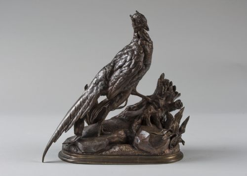 Late 19th French Bronze Sculpture of a Pheasant.