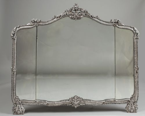 French Silvered Overmantle Mirror