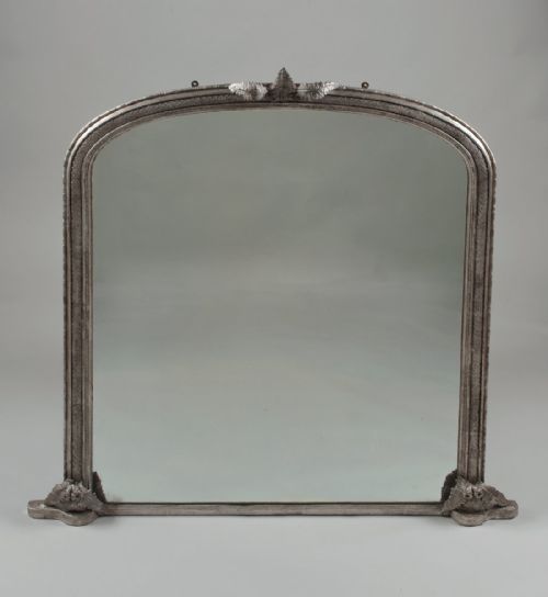Late 19th Century Large English Silvered Overmantle Mirror