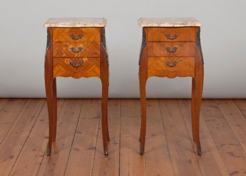 Pair of French Walnut Bedside Cabinets/ Tables