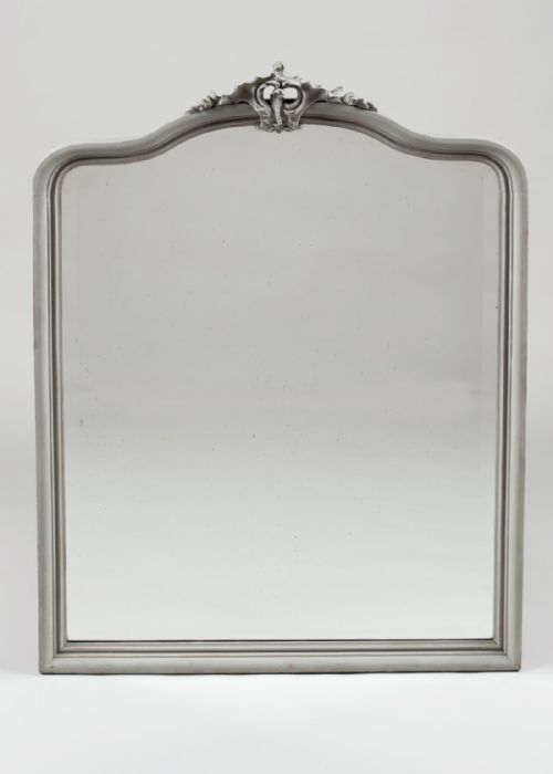 French Painted Overmantle Mirror with Bevelled Glass