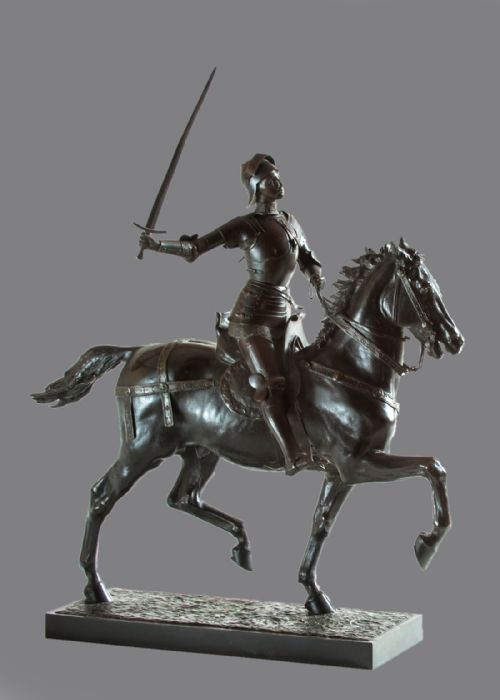 Stunning French Bronze Sculpture of Jeanne D' Arc by Paul Dubois